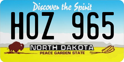 ND license plate HOZ965