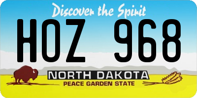 ND license plate HOZ968