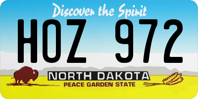 ND license plate HOZ972