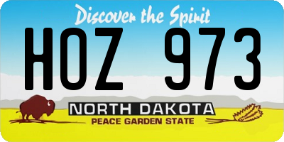 ND license plate HOZ973