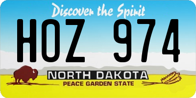 ND license plate HOZ974