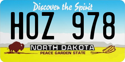 ND license plate HOZ978