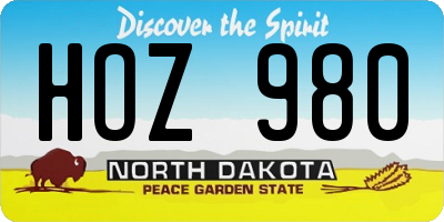 ND license plate HOZ980