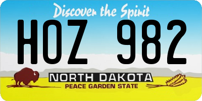 ND license plate HOZ982