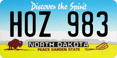 ND license plate HOZ983