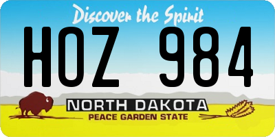 ND license plate HOZ984