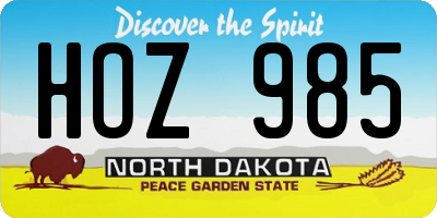 ND license plate HOZ985
