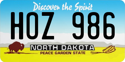 ND license plate HOZ986