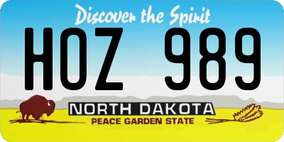 ND license plate HOZ989