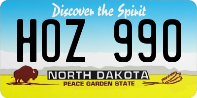 ND license plate HOZ990