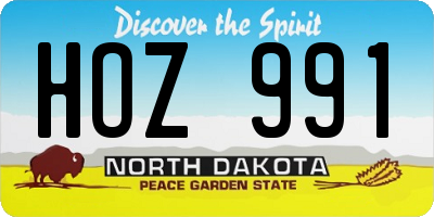ND license plate HOZ991
