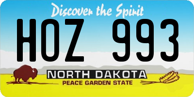ND license plate HOZ993