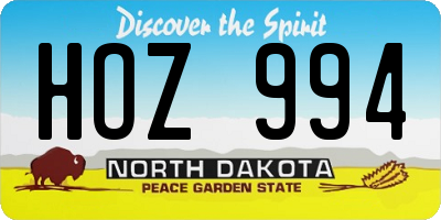ND license plate HOZ994