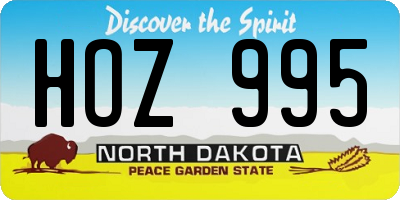 ND license plate HOZ995