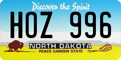 ND license plate HOZ996