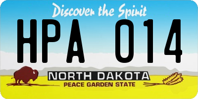 ND license plate HPA014