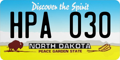 ND license plate HPA030