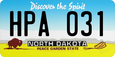 ND license plate HPA031