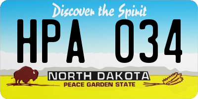 ND license plate HPA034