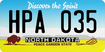 ND license plate HPA035
