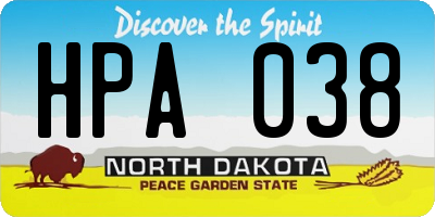 ND license plate HPA038