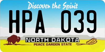 ND license plate HPA039