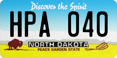 ND license plate HPA040