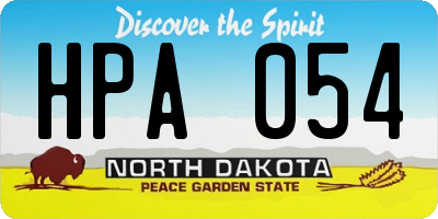 ND license plate HPA054