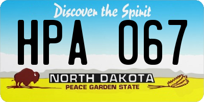 ND license plate HPA067