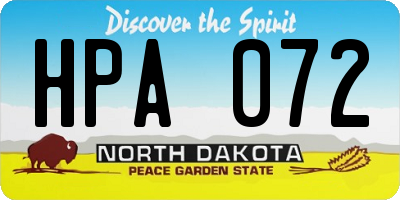 ND license plate HPA072