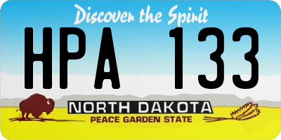 ND license plate HPA133