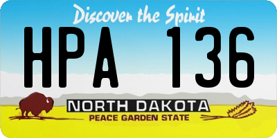 ND license plate HPA136