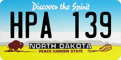 ND license plate HPA139