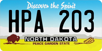 ND license plate HPA203