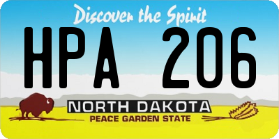 ND license plate HPA206