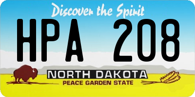 ND license plate HPA208