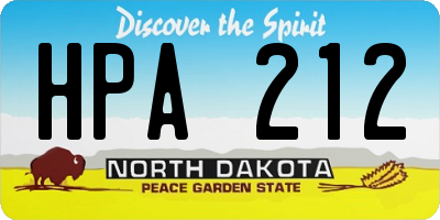 ND license plate HPA212