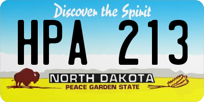 ND license plate HPA213