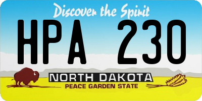 ND license plate HPA230