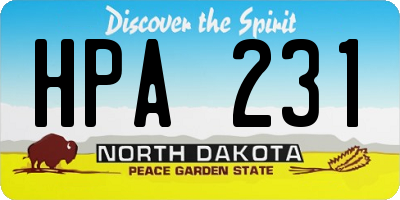 ND license plate HPA231