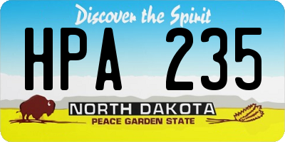 ND license plate HPA235