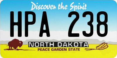 ND license plate HPA238