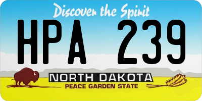 ND license plate HPA239