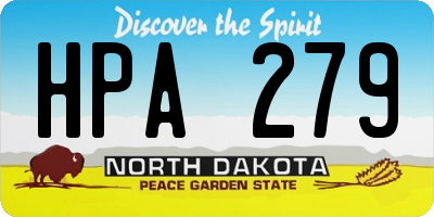 ND license plate HPA279