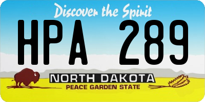ND license plate HPA289