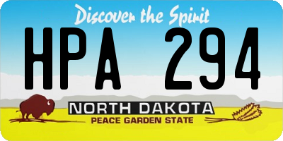 ND license plate HPA294