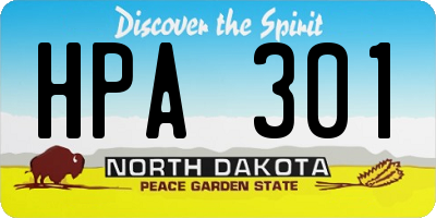 ND license plate HPA301