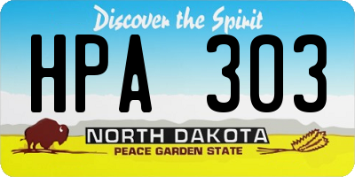 ND license plate HPA303