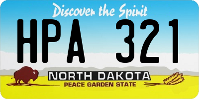 ND license plate HPA321