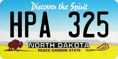 ND license plate HPA325
